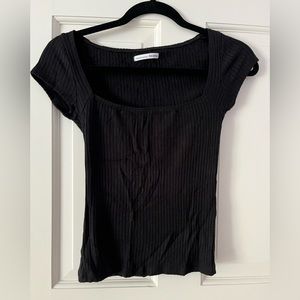 Reformation Jeans black ribbed square neck top